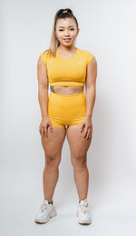Slay Scrunch Shorts - Honey Yellow
