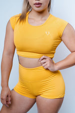 Slay Scrunch Shorts - Honey Yellow