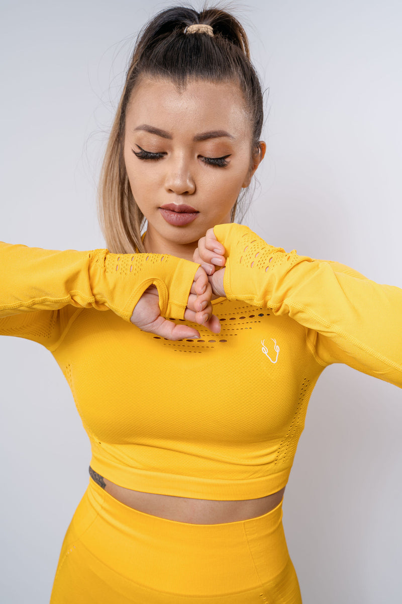 Sass Long Sleeve Crop Top - Sunflower