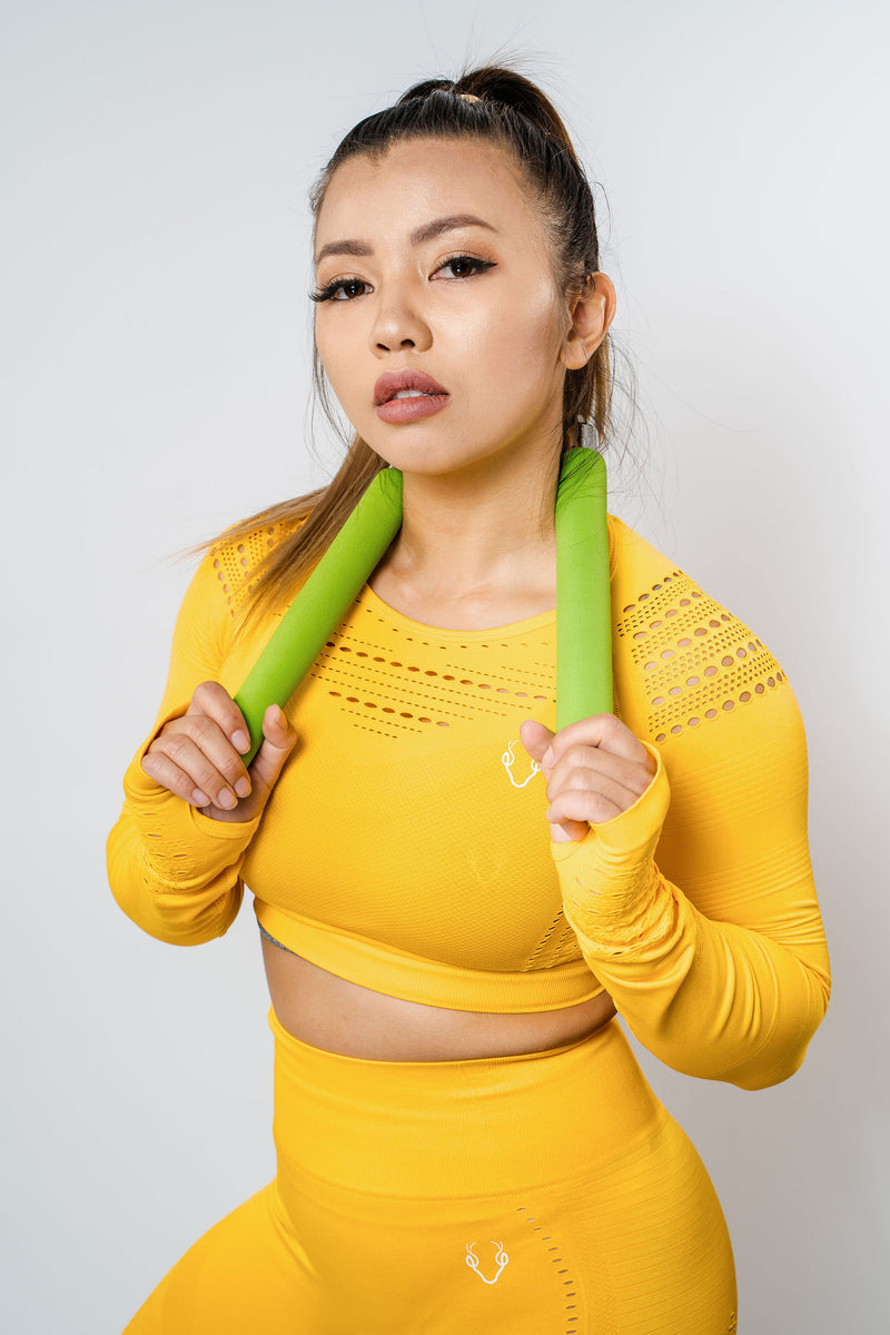 Sass Long Sleeve Crop Top - Sunflower