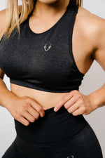 Seamless Mesh Racerback Sports Bra - Charcoal