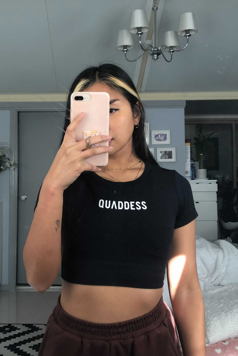 Quaddess Seamless Cropped T-shirt - Black