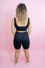 Magnetic Ribbed Knit Shorts - Black