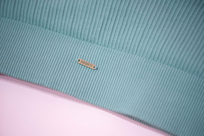 Magnetic Ribbed Knit Crop Top - Jade Blue