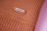 Magnetic Ribbed Knit Leggings - Terracotta