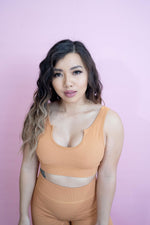 Magnetic Ribbed Knit Crop Top - Caramel Macchiato