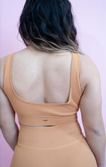 Magnetic Ribbed Knit Crop Top - Caramel Macchiato
