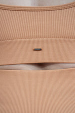 Magnetic Ribbed Knit Crop Top - Caramel Macchiato