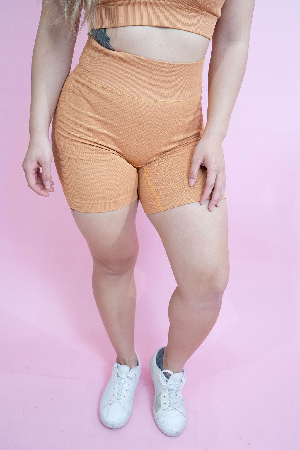 Magnetic Ribbed Knit Shorts - Caramel Macchiato