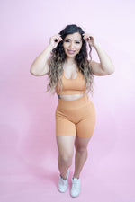 Magnetic Ribbed Knit Crop Top - Caramel Macchiato