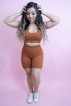 Magnetic Ribbed Knit Crop Top - Terracotta