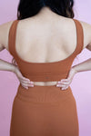 Magnetic Ribbed Knit Crop Top - Terracotta
