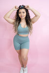 Magnetic Ribbed Knit Shorts - Jade Blue