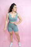 Magnetic Ribbed Knit Crop Top - Jade Blue