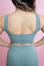 Magnetic Ribbed Knit Crop Top - Jade Blue
