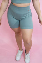 Magnetic Ribbed Knit Shorts - Jade Blue