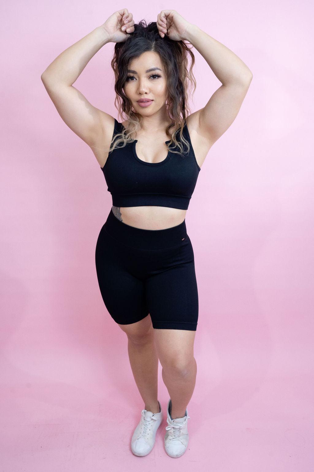 Magnetic Ribbed Knit Shorts - Black