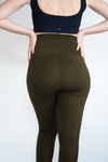 Maternity Leggings with Pockets - Khaki