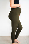 Maternity Leggings with Pockets - Khaki