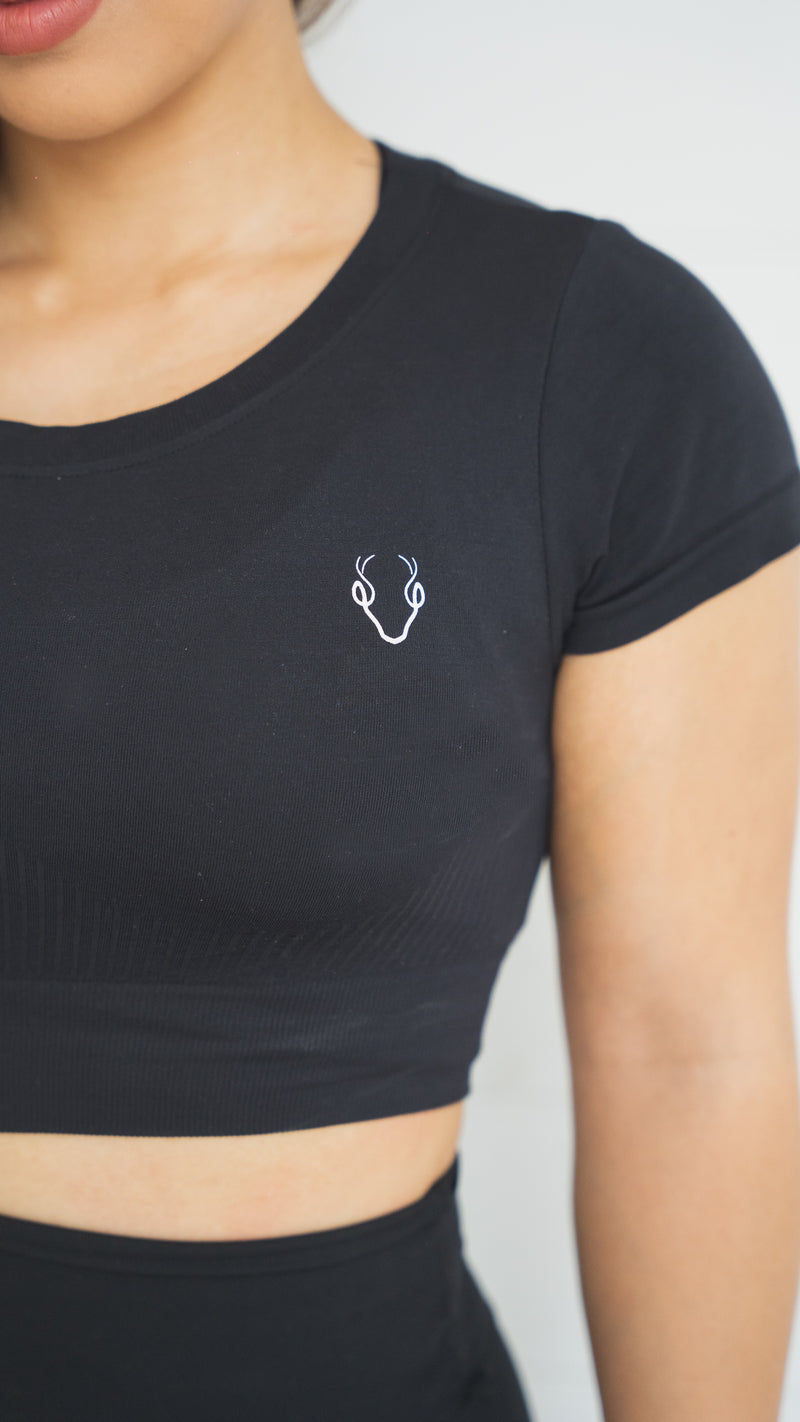 Seamless Cropped T-shirt - Black
