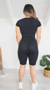 High Waist Scrunch Bike Shorts - Black