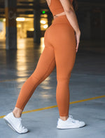 Magnetic Ribbed Knit Leggings - Terracotta