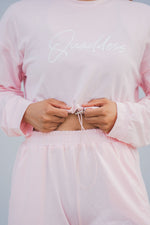 Loungewear Drawstring Cropped Jumper - Cotton Candy