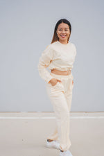 Loungewear Drawstring Cropped Jumper - Apricot