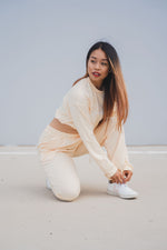 Loungewear Drawstring Cropped Jumper - Apricot