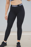 Elasticated Band High Waisted Leggings - Black