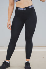 Elasticated Band High Waisted Leggings - Black