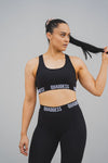 High Support Racer back Cut-Out-Detail Elasticated Underband Sports Bra - Black