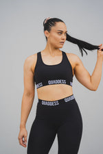 High Support Racer back Cut-Out-Detail Elasticated Underband Sports Bra - Black