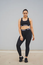 Elasticated Band High Waisted Leggings - Black