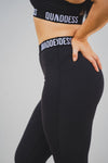 Elasticated Band High Waisted Leggings - Black