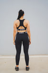 Elasticated Band High Waisted Leggings - Black