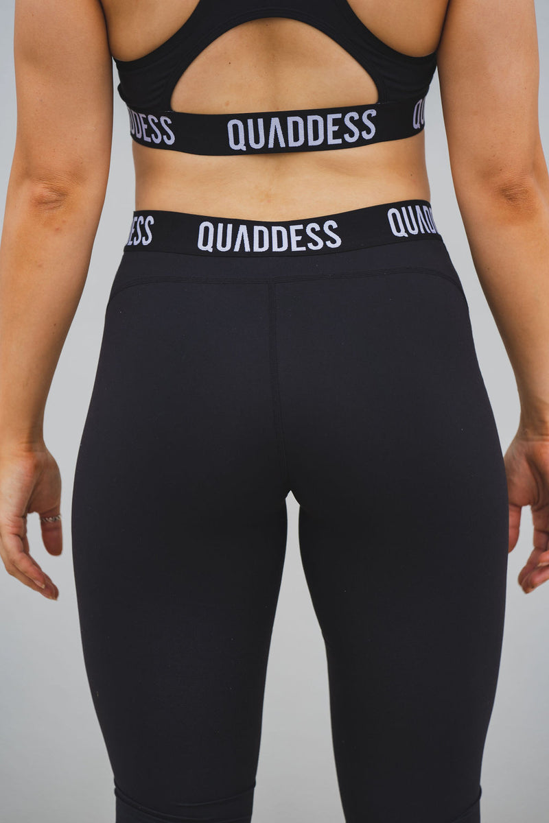 Elasticated Band High Waisted Leggings - Black