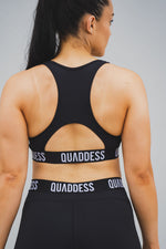 High Support Racer back Cut-Out-Detail Elasticated Underband Sports Bra - Black