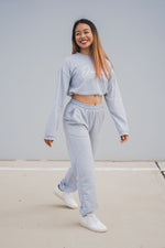 Loungewear Drawstring Cropped Jumper - Grey