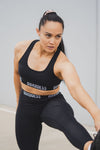 Elasticated Band High Waisted Leggings - Black