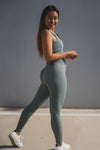 Magnetic Ribbed Knit Leggings - Jade Blue