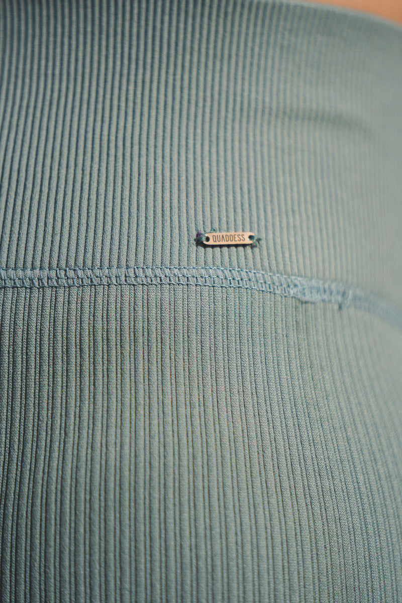 Magnetic Ribbed Knit Leggings - Jade Blue
