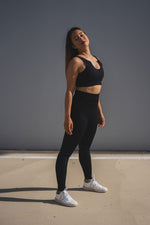 Magnetic Ribbed Knit Leggings - Black
