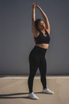 Magnetic Ribbed Knit Leggings - Black
