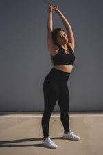 Magnetic Ribbed Knit Leggings - Black