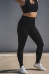 Magnetic Ribbed Knit Leggings - Black