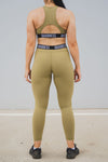 Elasticated Band High Waisted Leggings - Khaki