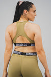 High Support Racer back Cut-Out-Detail Elasticated Underband Sports Bra - Khaki