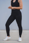 Magnetic Ribbed Knit Leggings - Black