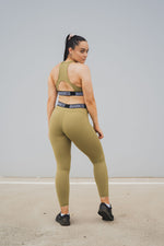 Elasticated Band High Waisted Leggings - Khaki